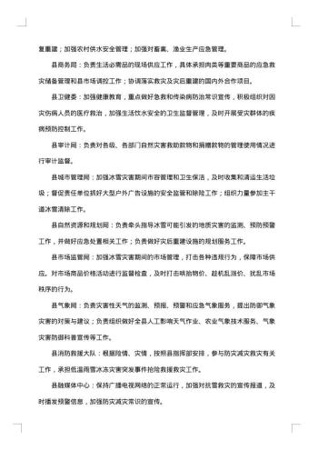 县区暴雪灾害应急预案范文