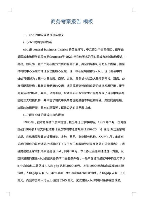 商务考察报告