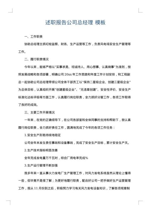 述职报告公司总经理