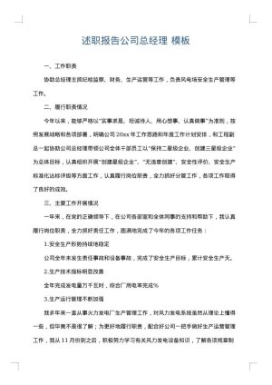 述职报告公司总经理