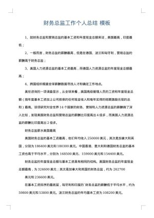 财务总监工作个人总结