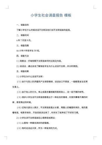 小学生社会调查报告