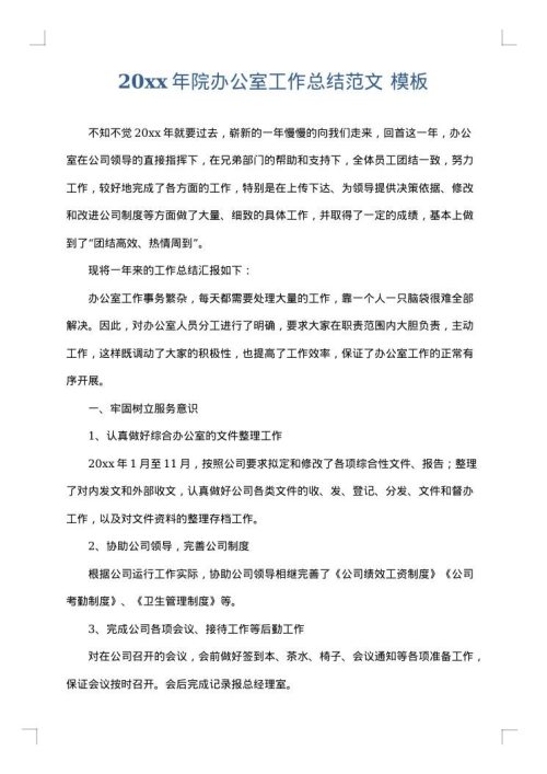 2025年院办公室工作总结范文