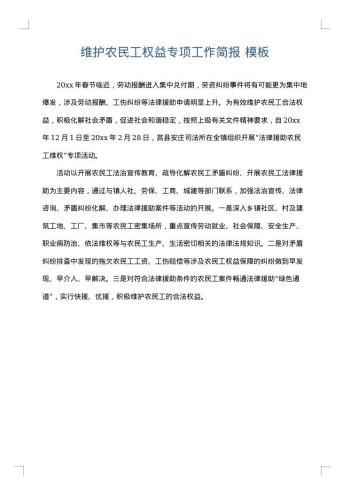 维护农民工权益专项工作简报