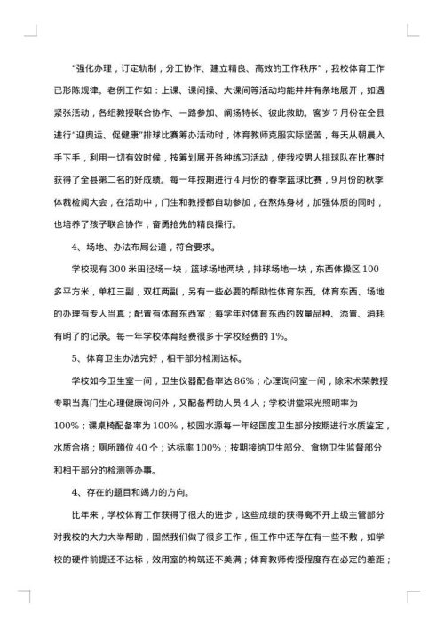 体育工作自查报告