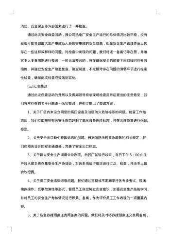 热电厂安全生产自查整改报告