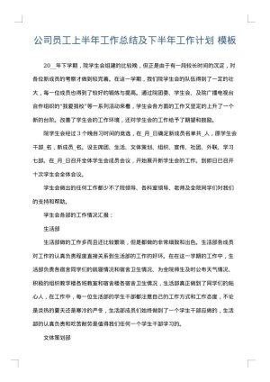公司员工上半年工作总结及下半年工作计划