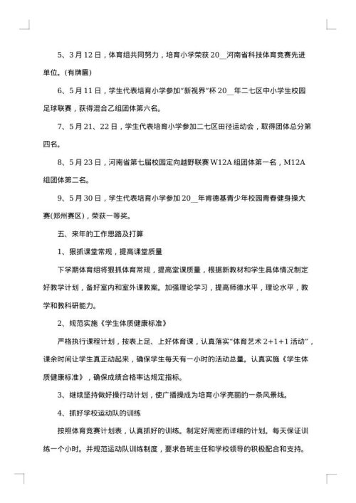 2025年小学体育工作总结