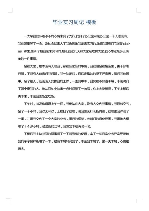 毕业实习周记