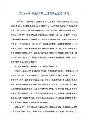 2025年专业技术工作总结范文