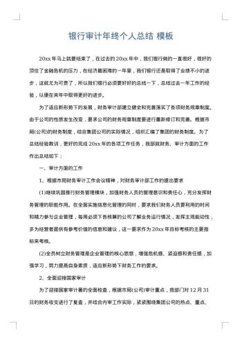 银行审计年终个人总结
