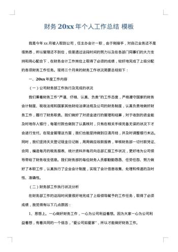财务20xx年个人工作总结