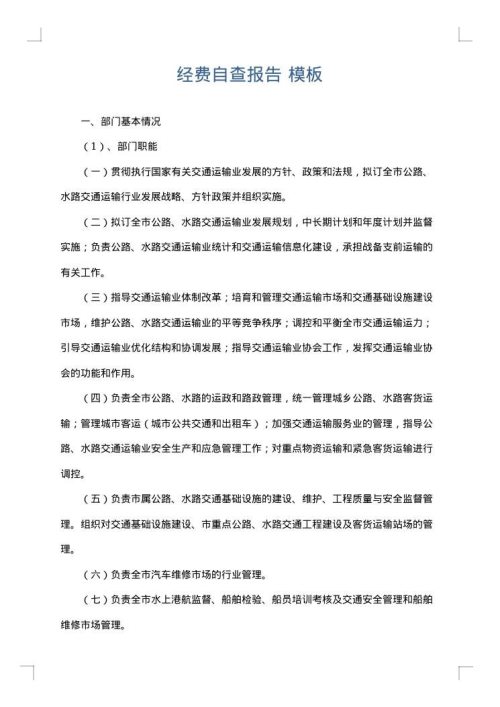 经费自查报告