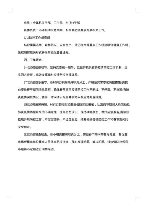 春节期间应急预案