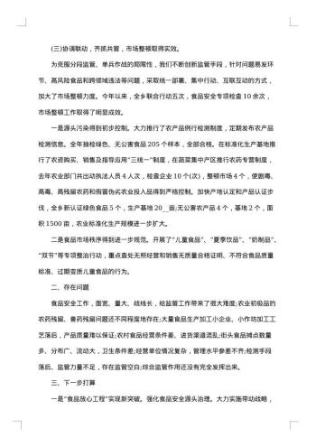 20xx年食品安全工作总结