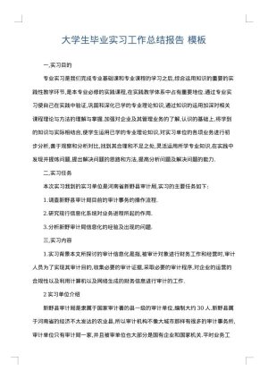 大学生毕业实习工作总结报告
