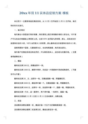 2025年双11实体店促销方案