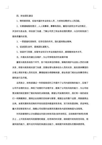 财务部主任个人工作总结范文