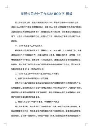 商贸公司会计工作总结800字
