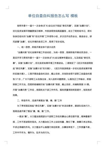 单位自查自纠报告怎么写