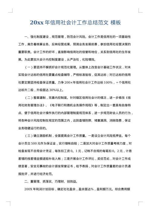 2025年信用社会计工作总结范文