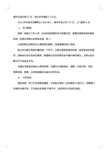 服务窗口年度工作总结范文