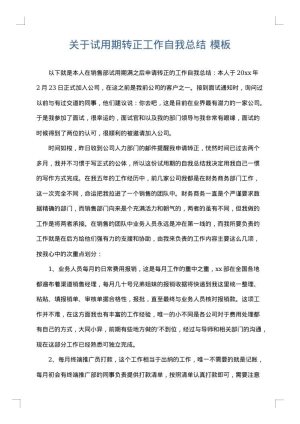 关于试用期转正工作自我总结