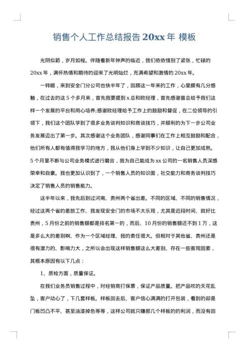 销售个人工作总结报告2025年