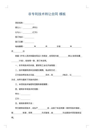 非专利技术转让合同