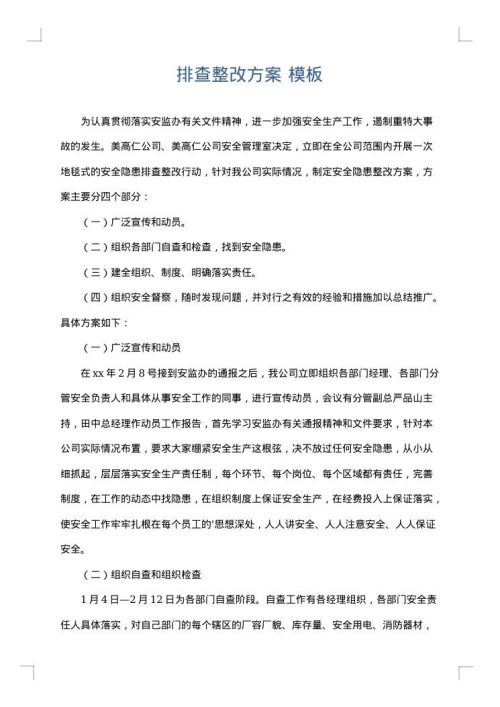 排查整改方案