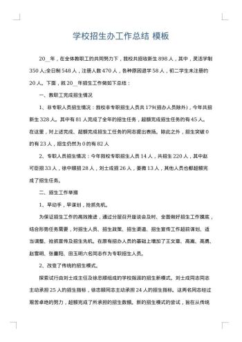 学校招生办工作总结