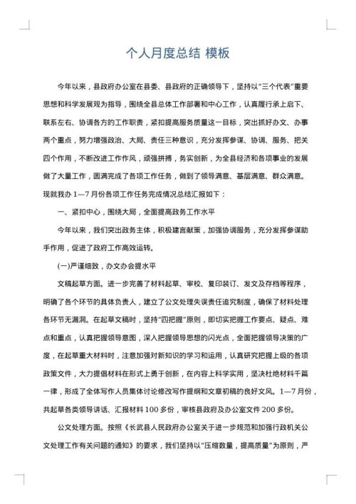 个人月度总结