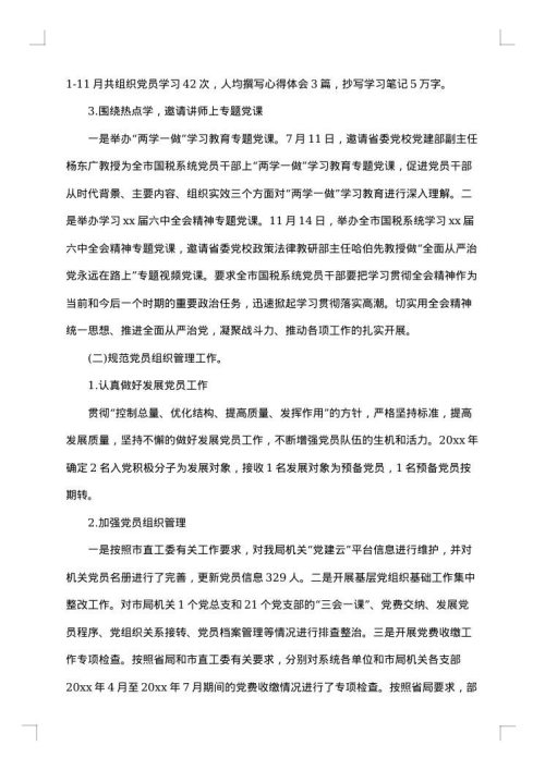 税务局党支部工作总结