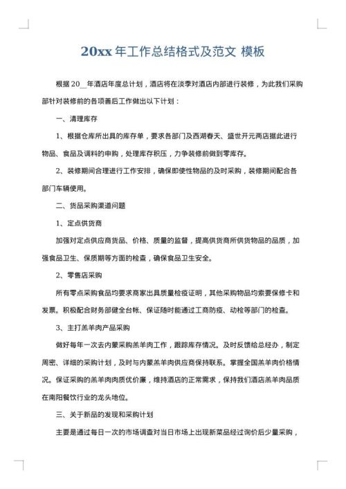 2025年工作总结格式及范文