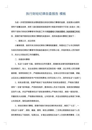 执行财经纪律自查报告