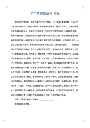 半年考察期意见