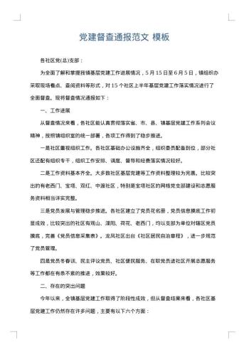 党建督查通报范文