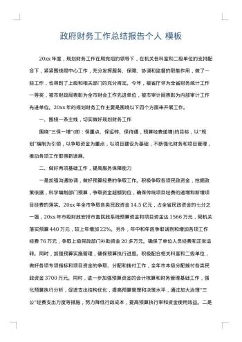 政府财务工作总结报告个人