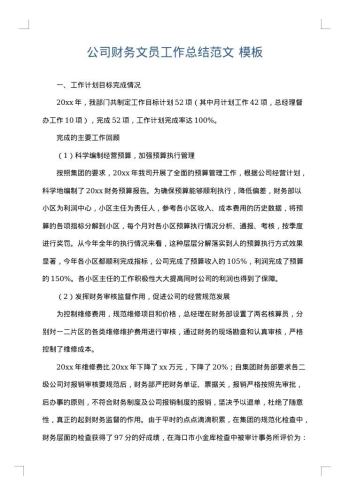 公司财务文员工作总结范文