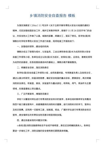 乡镇消防安全自查报告