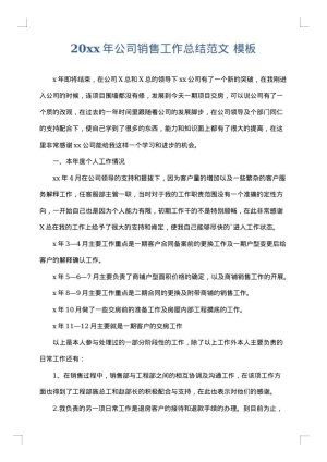2025年公司销售工作总结范文