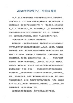 2025年旅游局个人工作总结