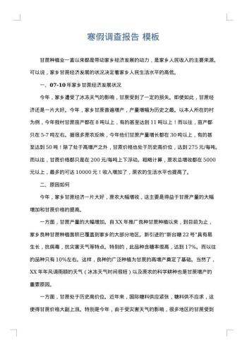 寒假调查报告