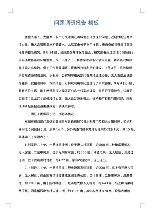 问题调研报告