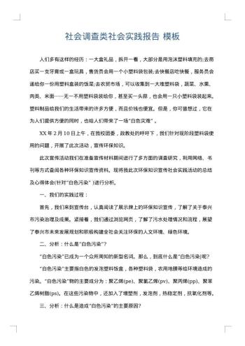 社会调查类社会实践报告