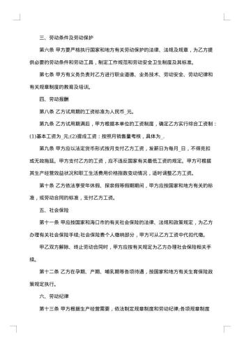 销售人员劳务合同