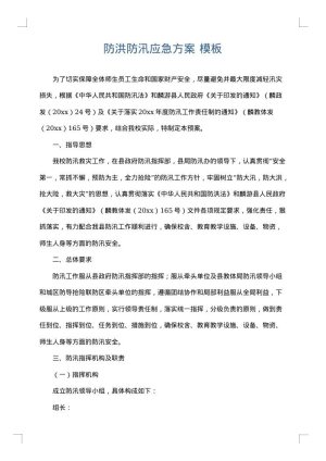 防洪防汛应急方案