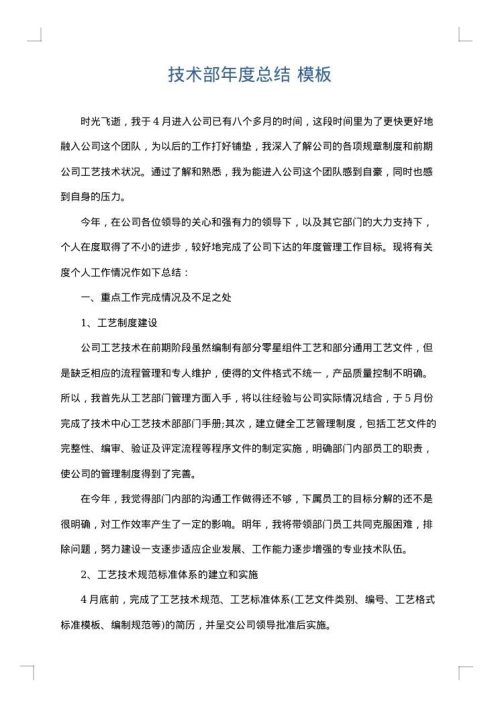 技术部年度总结