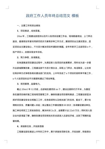 政府工作人员年终总结范文