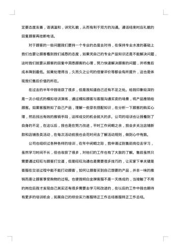 客服试用期个人总结报告